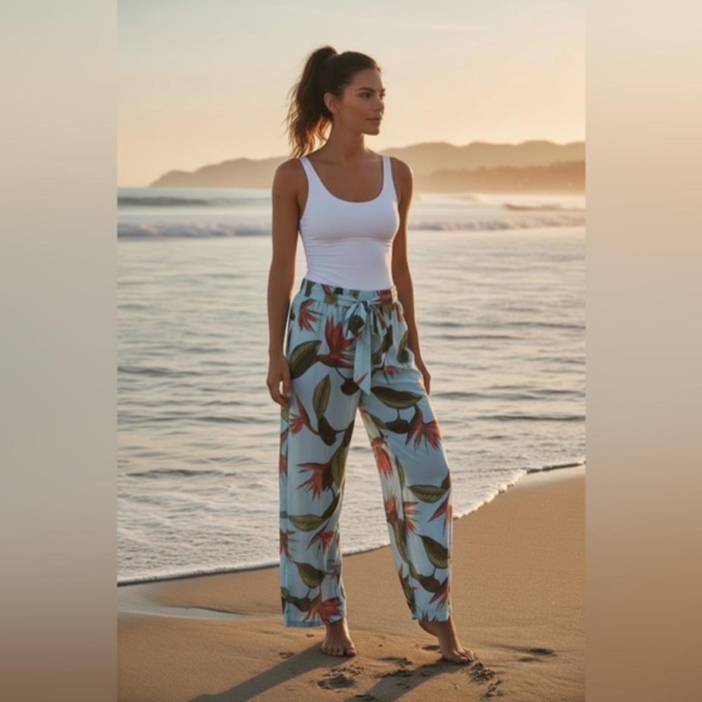 Tommy Bahama Blue Floral Wide Leg Pants